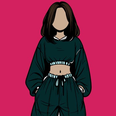 realistic girl faceless with baggy pants and a crop top