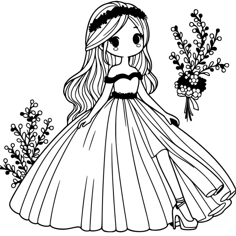 a fancy girl with a long dress
