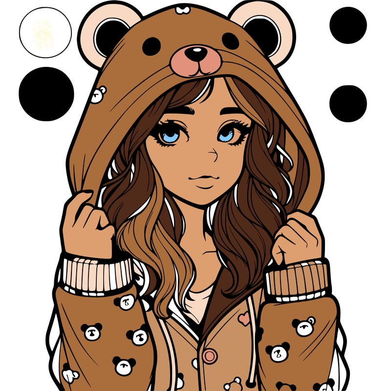 realistic girl in a animal pjs hoodie