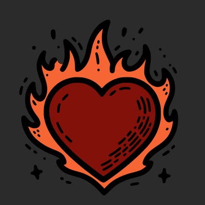 heart with fire
