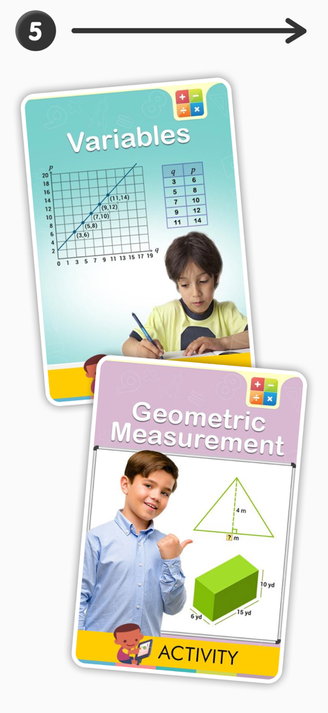 5th grade math activity cards for variables and geometric measurement
