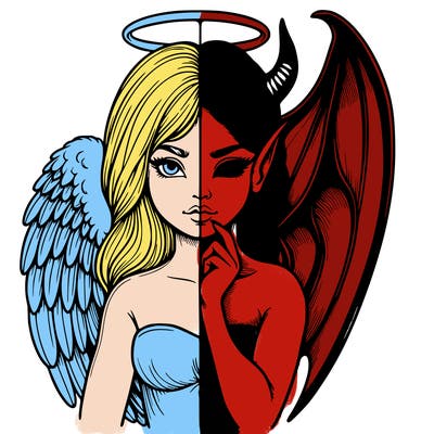 realistic angel half demon