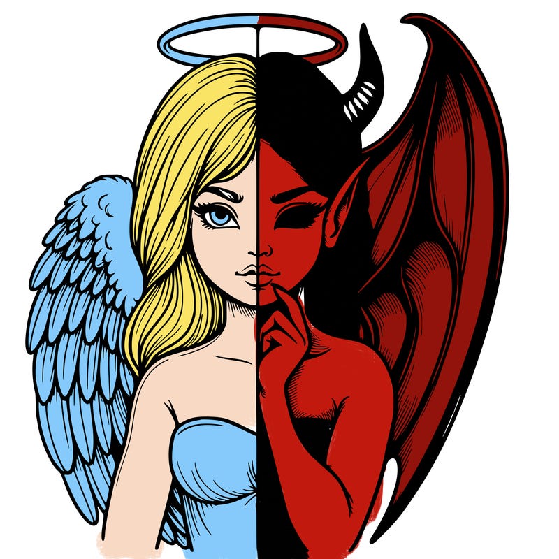 realistic angel half demon