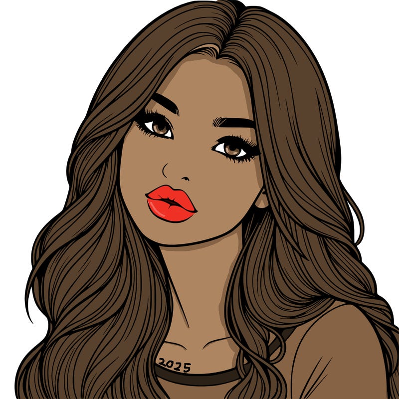 realistic girl with hair on her hair and lips