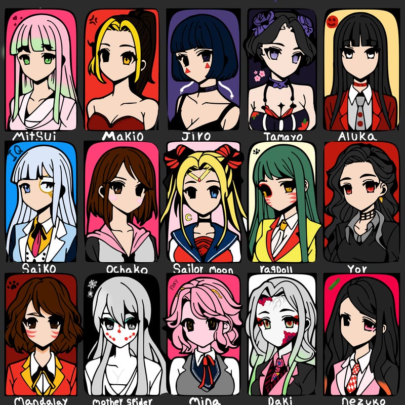 girls that look diffrent anime