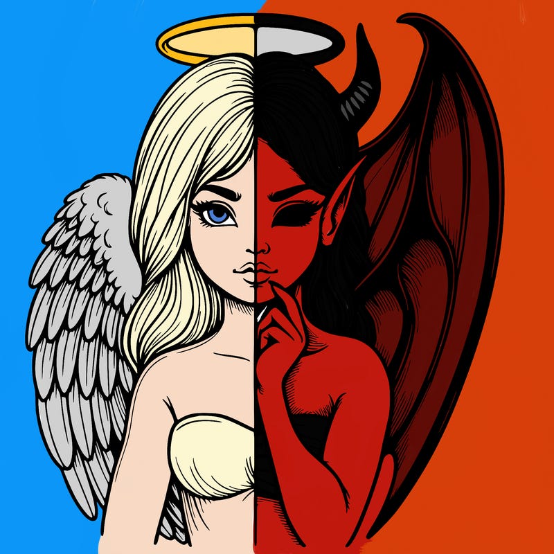 realistic angel half demon