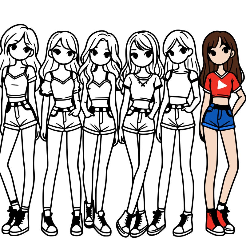 a group of girls wearing crop tops and shorts