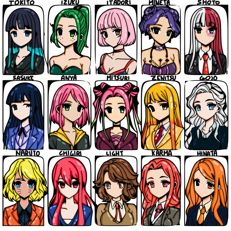 girls that look diffrent anime