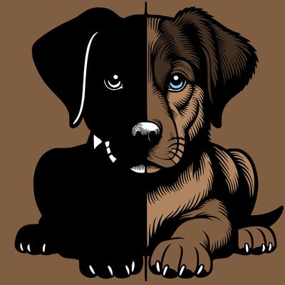 realistic dog split picture