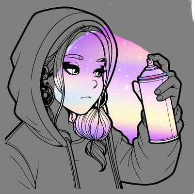 a realistic girl, spray painting