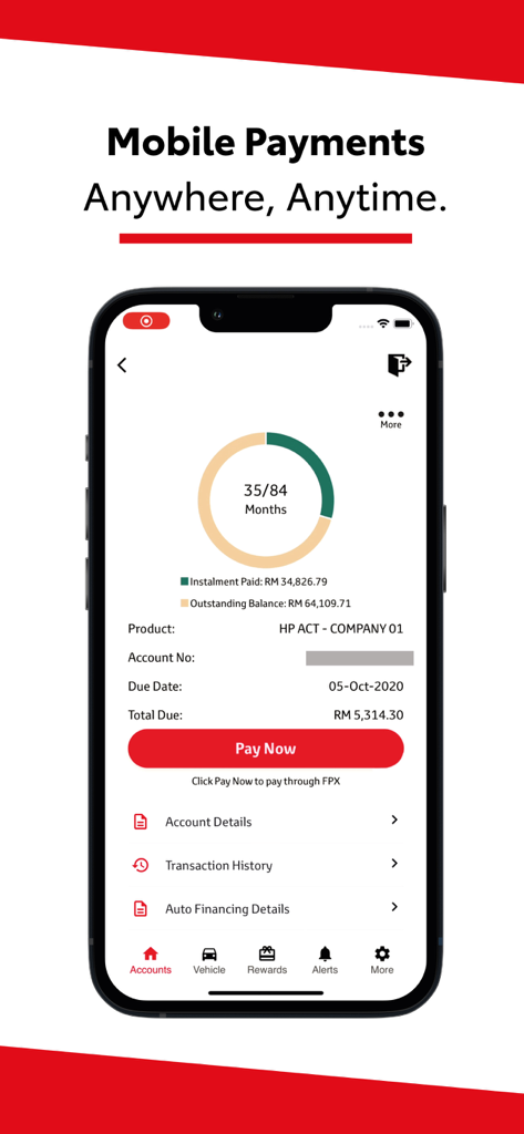 Toyota Capital EZ Connect mobile app screenshot showing car loan balance and payment button