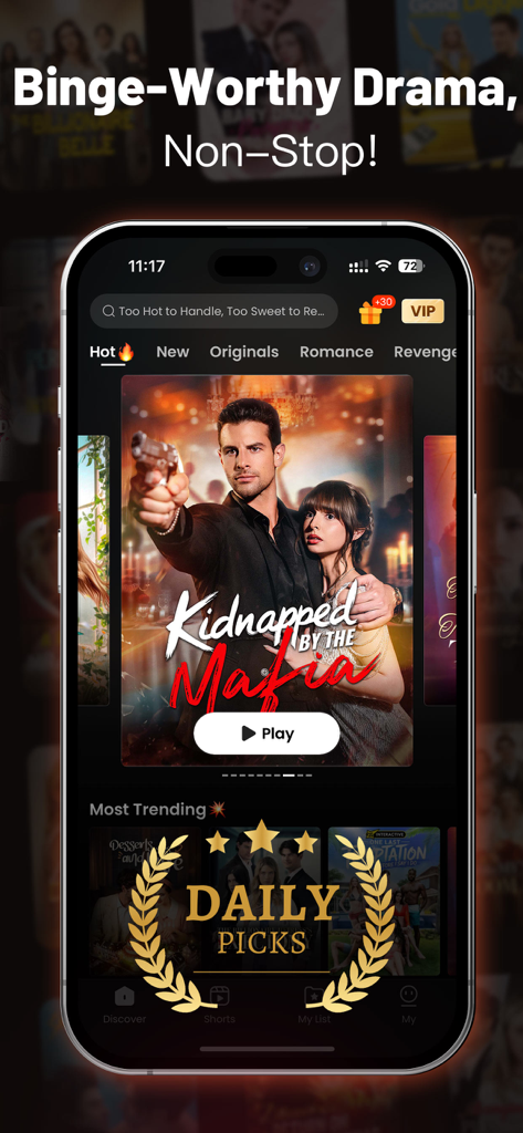 GoodShort - Short Dramas Hub - GoodShort Mobile App-Oberfläche zeigt trendige Kurz-Dramen und tägliche Picks