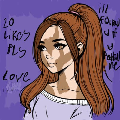 realistic girl with a high ponytail