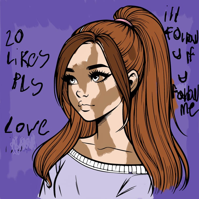 realistic girl with a high ponytail