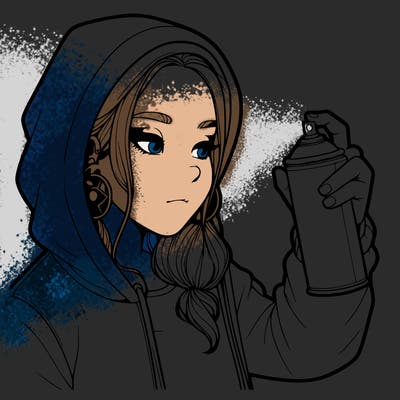 a realistic girl, spray painting
