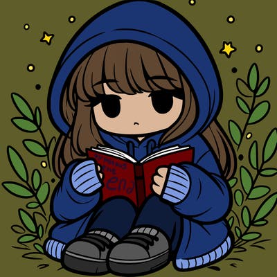 girl in oversized hoodie reading a book