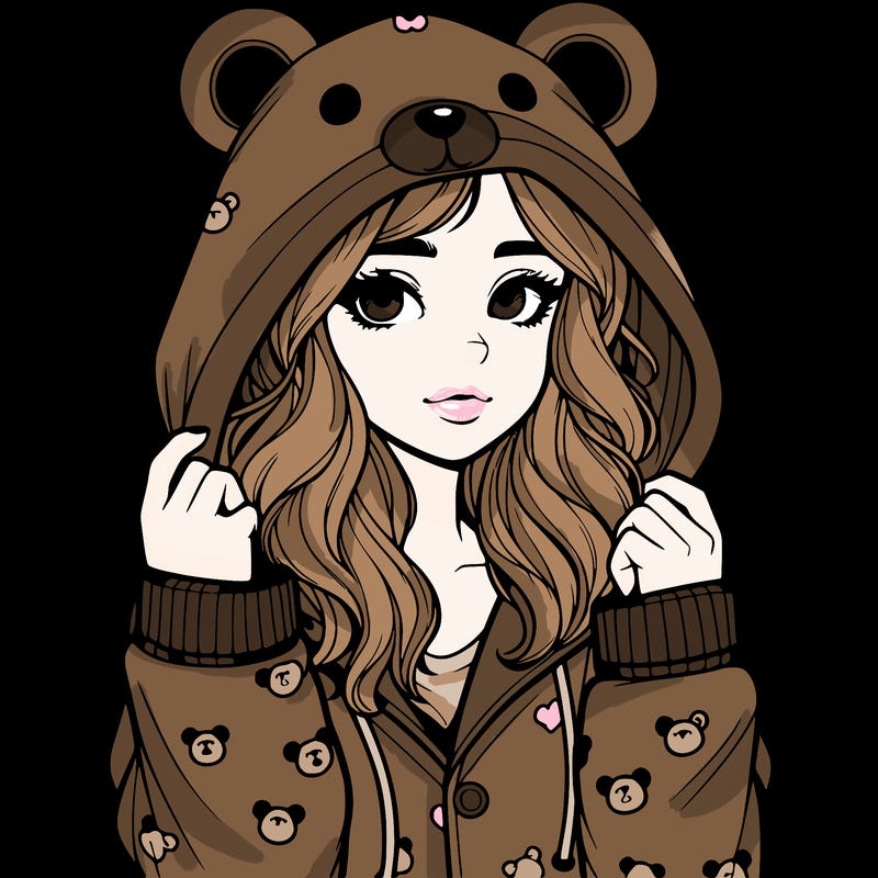 realistic girl in a animal pjs hoodie