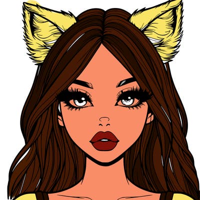 realistic girl with fox ears and realistic lips