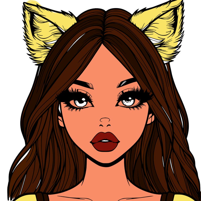 realistic girl with fox ears and realistic lips