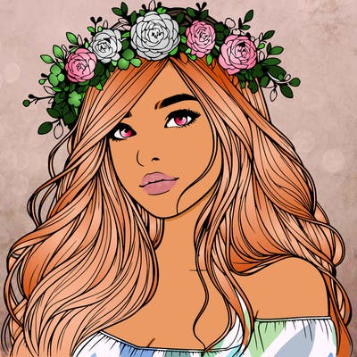 realistic girl with flower crown