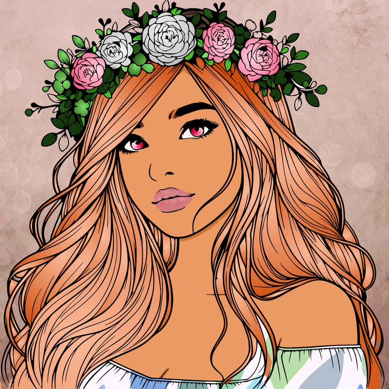 realistic girl with flower crown