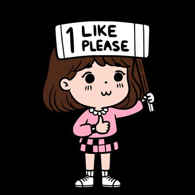girl holding a sign saying 1 like please