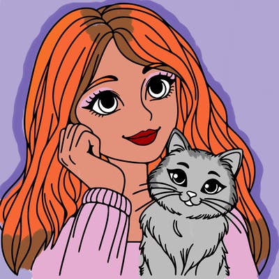 woman with cat