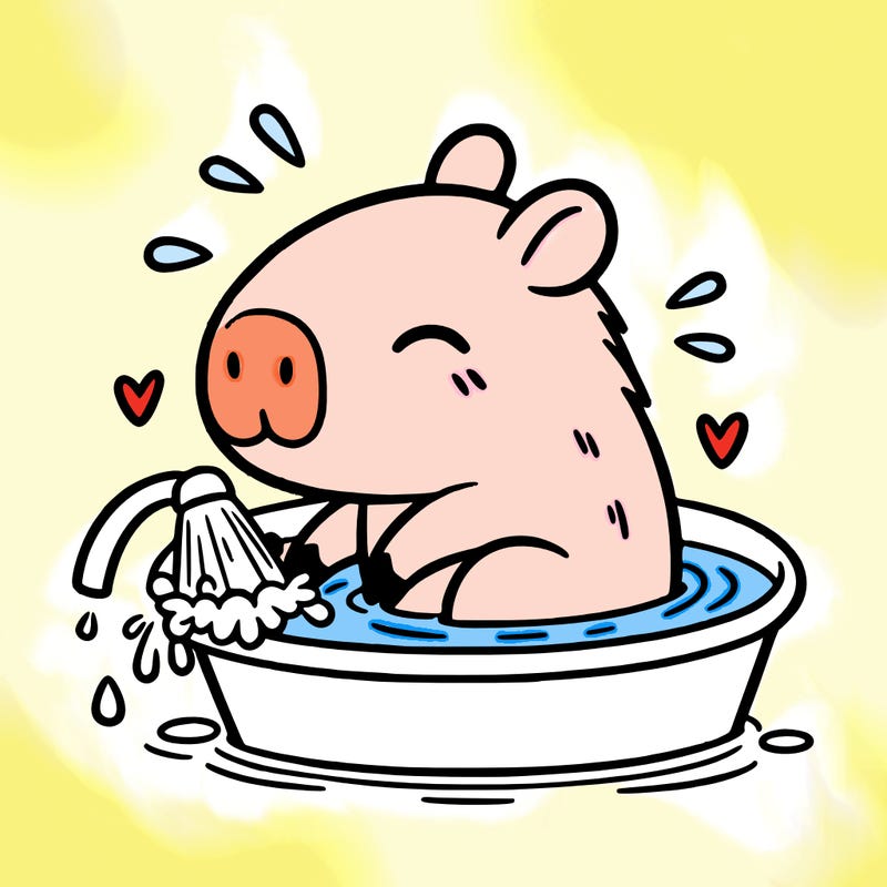 capybara taking a bath