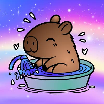 capybara taking a bath