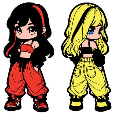 girl in crop top and baggy pants