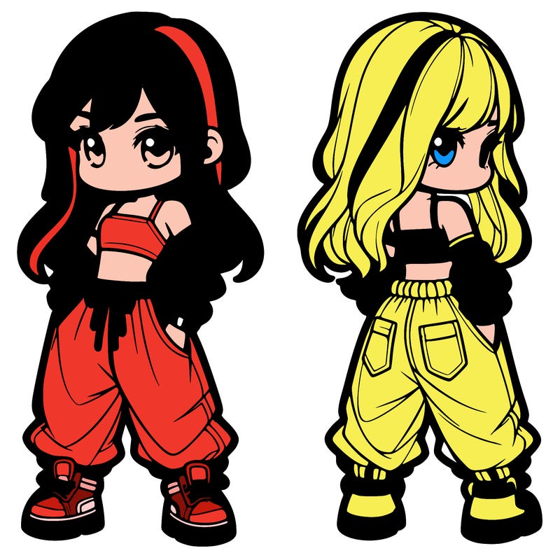girl in crop top and baggy pants