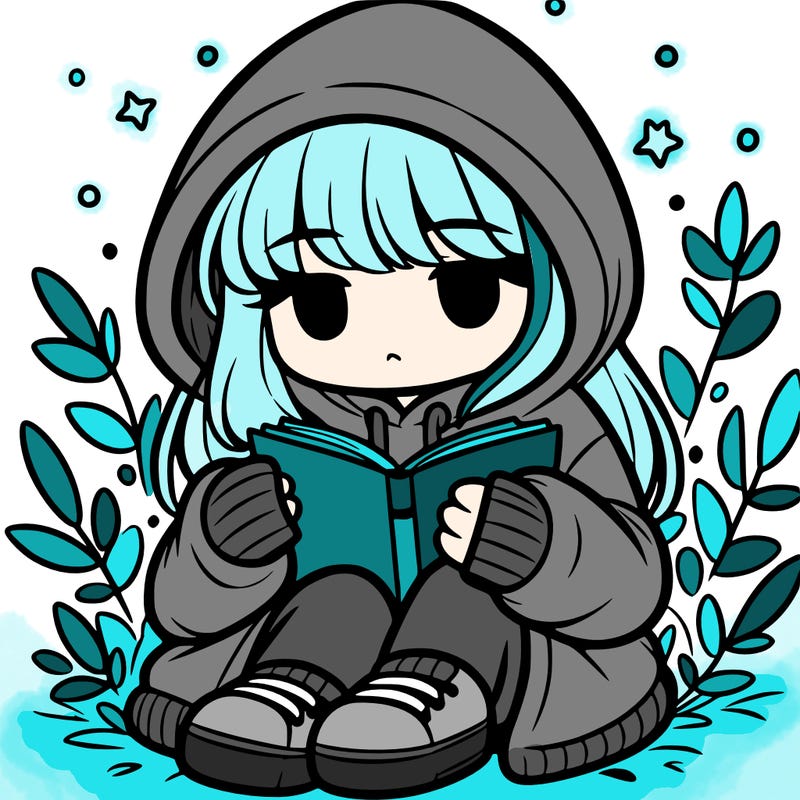 girl in oversized hoodie reading a book