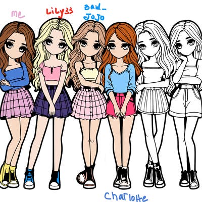 a group of girls realistic