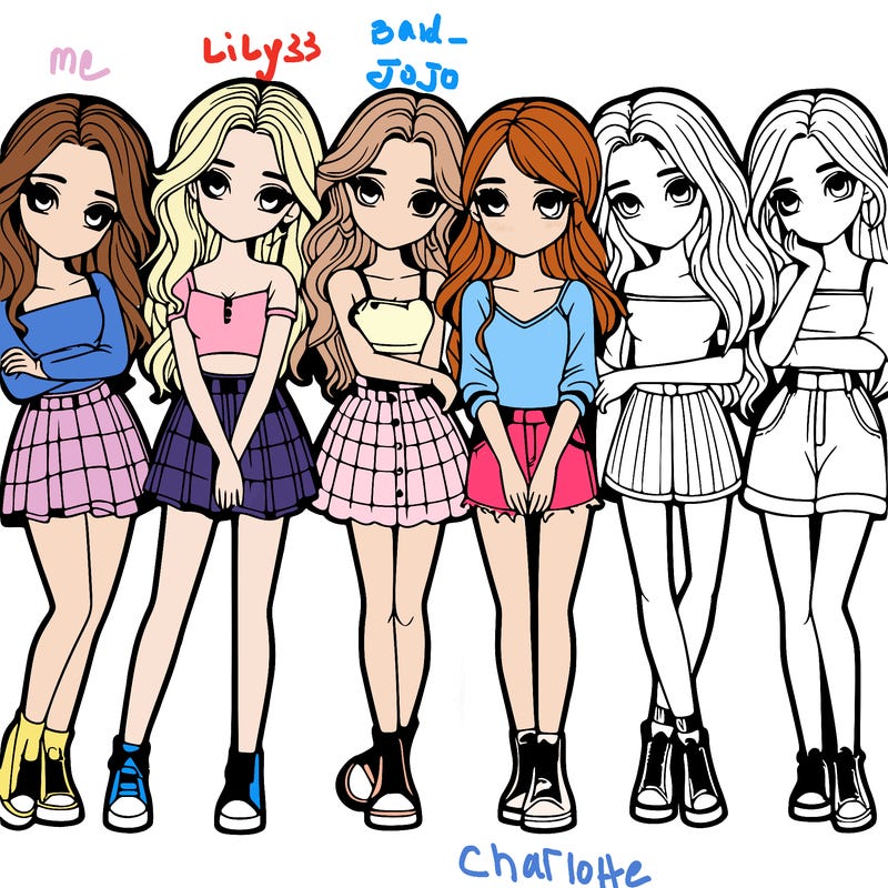 a group of girls realistic