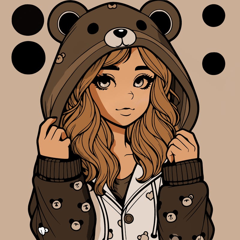 realistic girl in a animal pjs hoodie