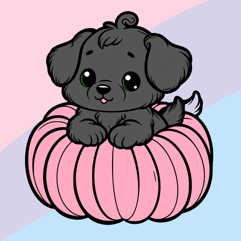 cute little puppy in a pumpkin