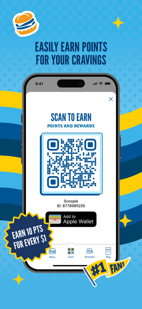 Culvers app rewards screen showing a QR code to scan and earn points