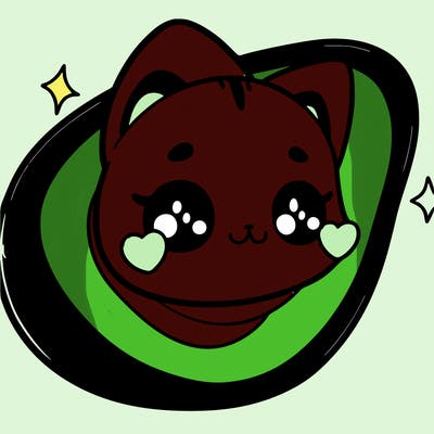 avocado cat anime eyes and blush