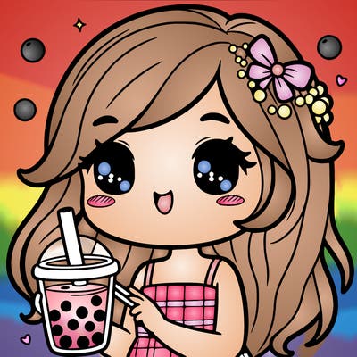 girl drinking cute boba tea