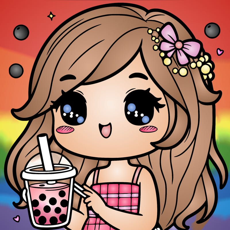 girl drinking cute boba tea