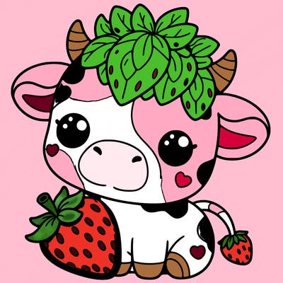 cute strawberry cow
