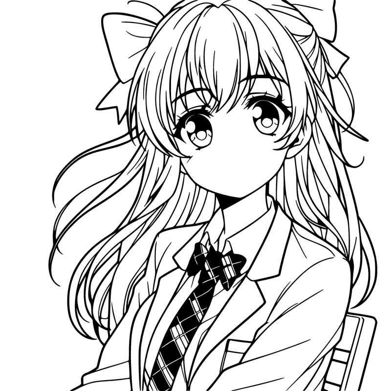 anime girl in school uniform wearing tie