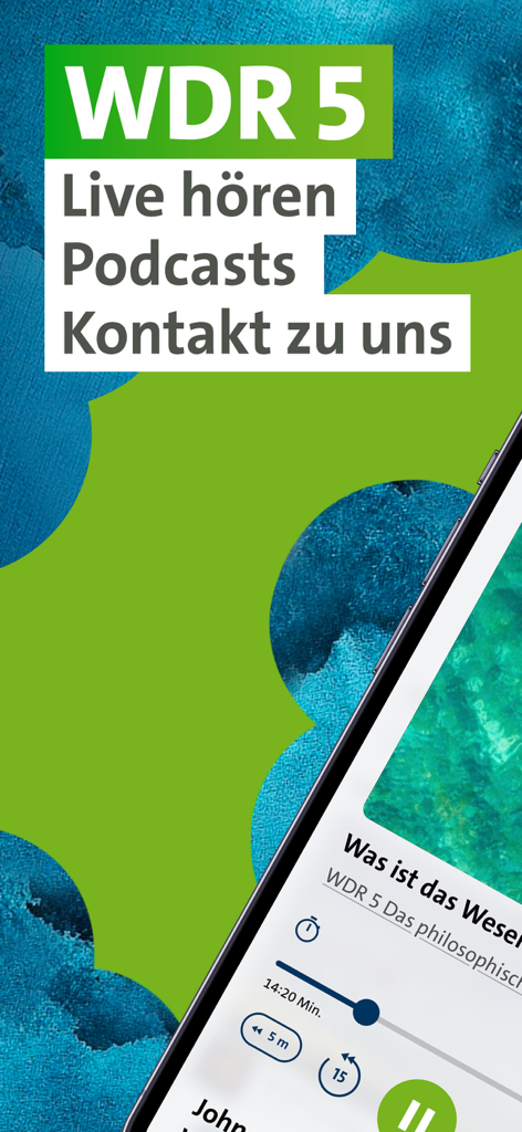 WDR 5 - WDR 5 app interface for live radio and podcasts with playback controls