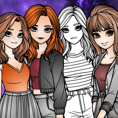 a group of girls realistic