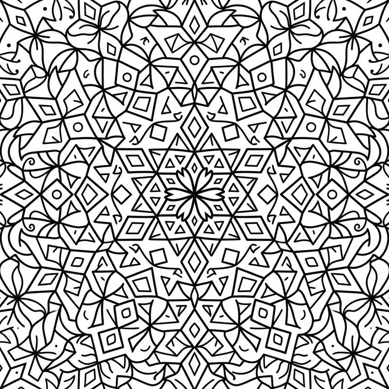 Dive into a world of geometric fun with this engaging tessellation mandala designed especially for kids. Its repeating patterns and clear lines offer a delightful and educational coloring experience for young artists.