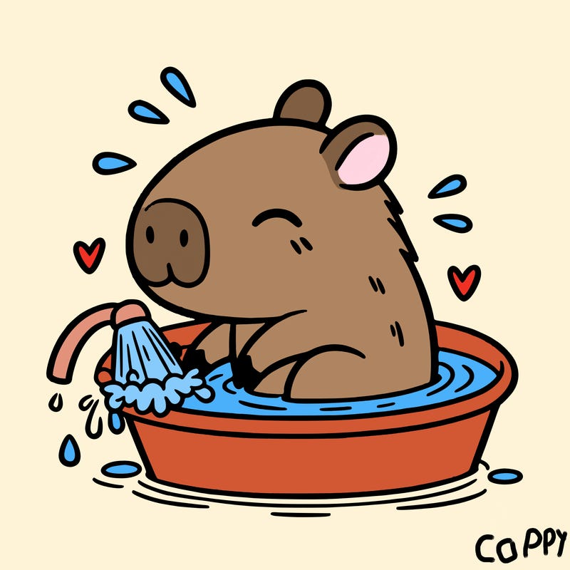 capybara taking a bath
