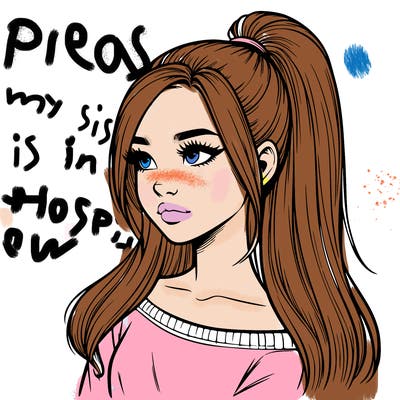 realistic girl with a high ponytail