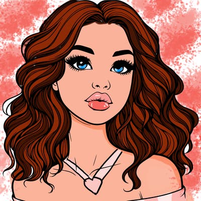 realistic girl with wavy hair and lips