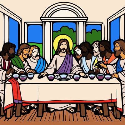 jesus shares the last supper with twelve apostles