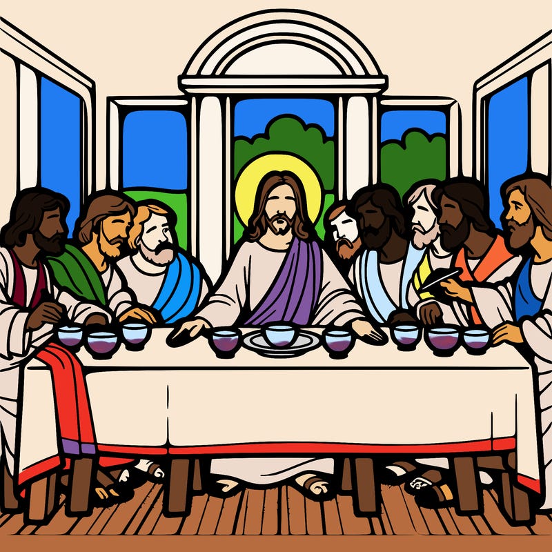 jesus shares the last supper with twelve apostles